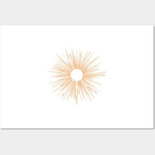 bohemian astrological design with sun, stars and sunburst. Boho linear icons or symbols in trendy minimalist style. Modern art Posters and Art